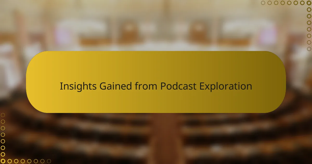 Insights Gained from Podcast Exploration