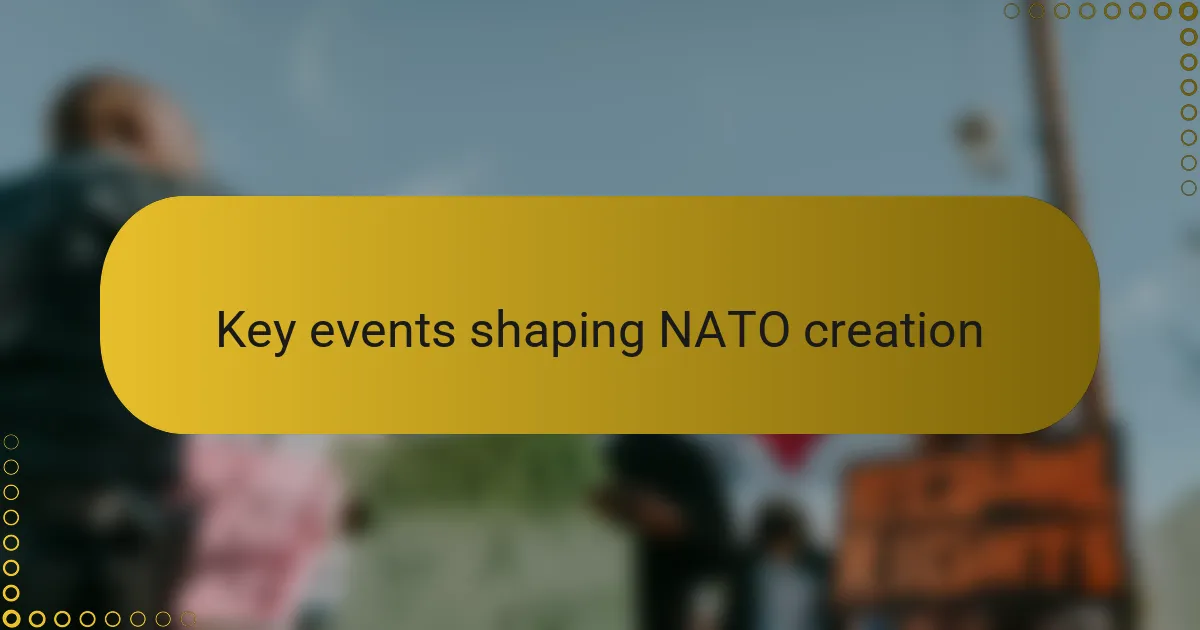 Key events shaping NATO creation