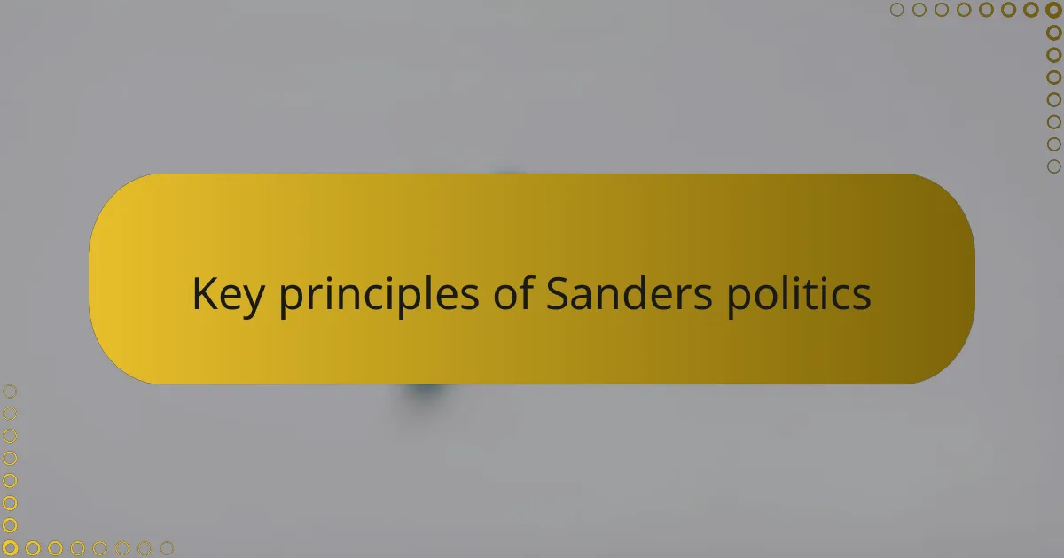 Key principles of Sanders politics