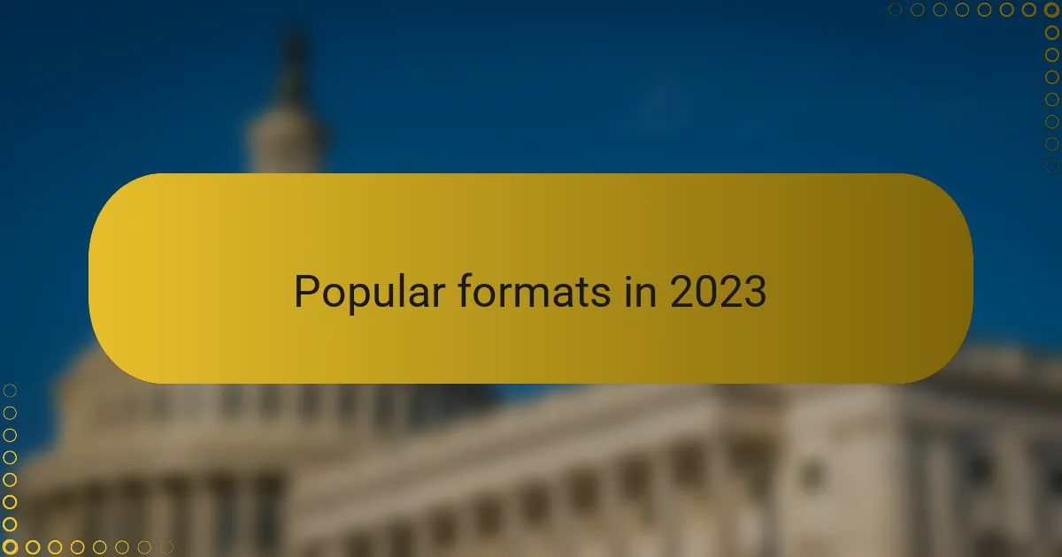 Popular formats in 2023