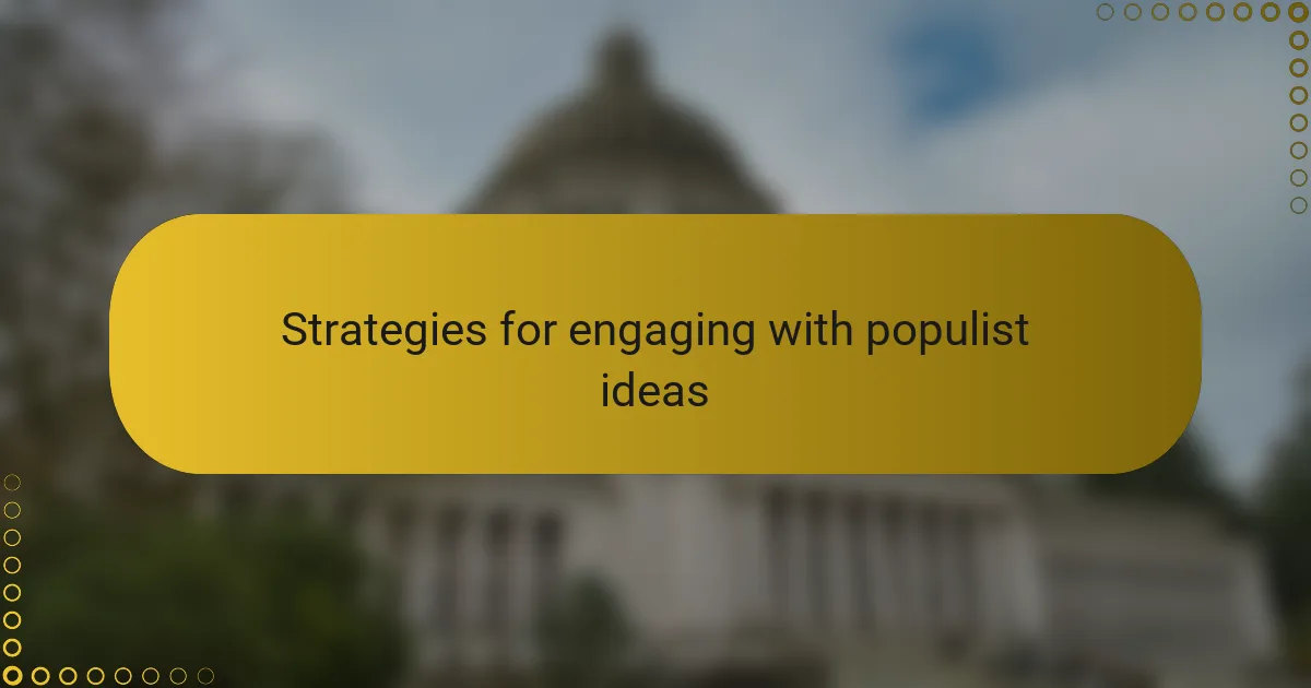Strategies for engaging with populist ideas