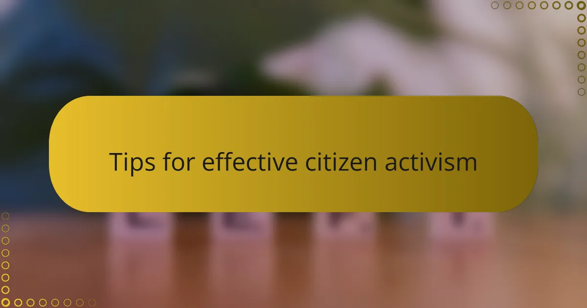 Tips for effective citizen activism