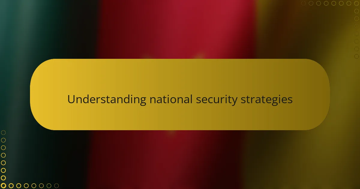 Understanding national security strategies